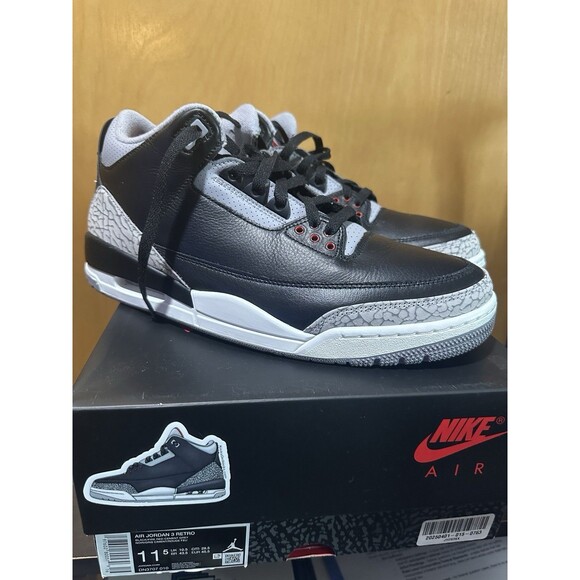 Size 11.5 - Air Jordan 3 Retro OG 2024 Black Cement, Excellent Condition - Picture 6 of 8